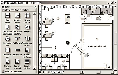 figure 1-5. a security system designed with a visio solution.