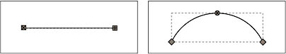 figure 2-4. a 1-d shape has two endpoints. some 1-d shapes also have other handles, such as this arc's control point.