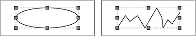 figure 2-5. a 2-d shape has handles on all four sides and can be closed (like the ellipse) or open (like the zigzag line).